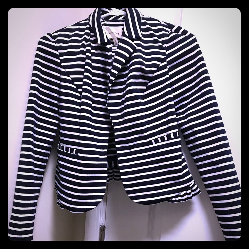 Blue and White Striped Blazer